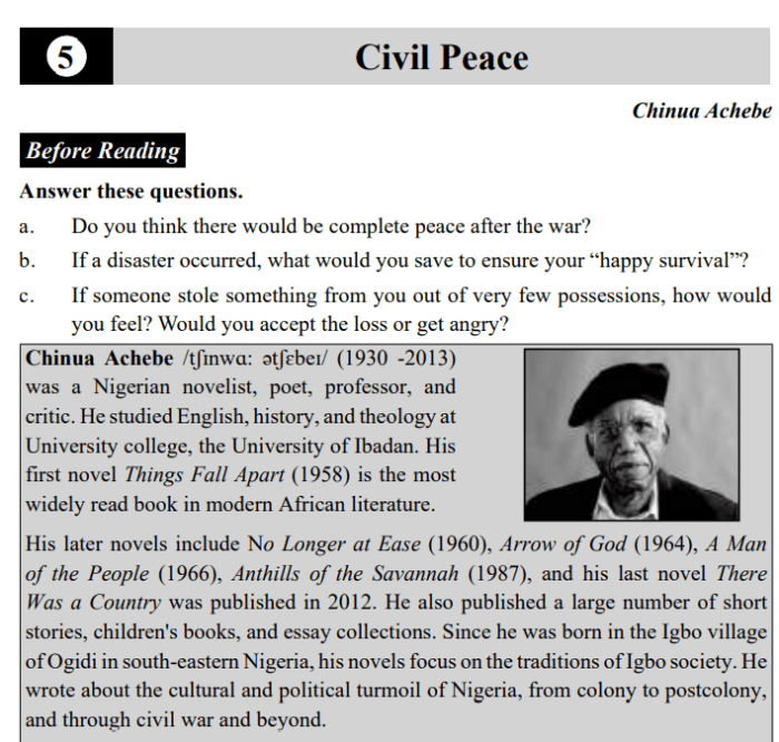 Civil peace by chinua achebe analysis